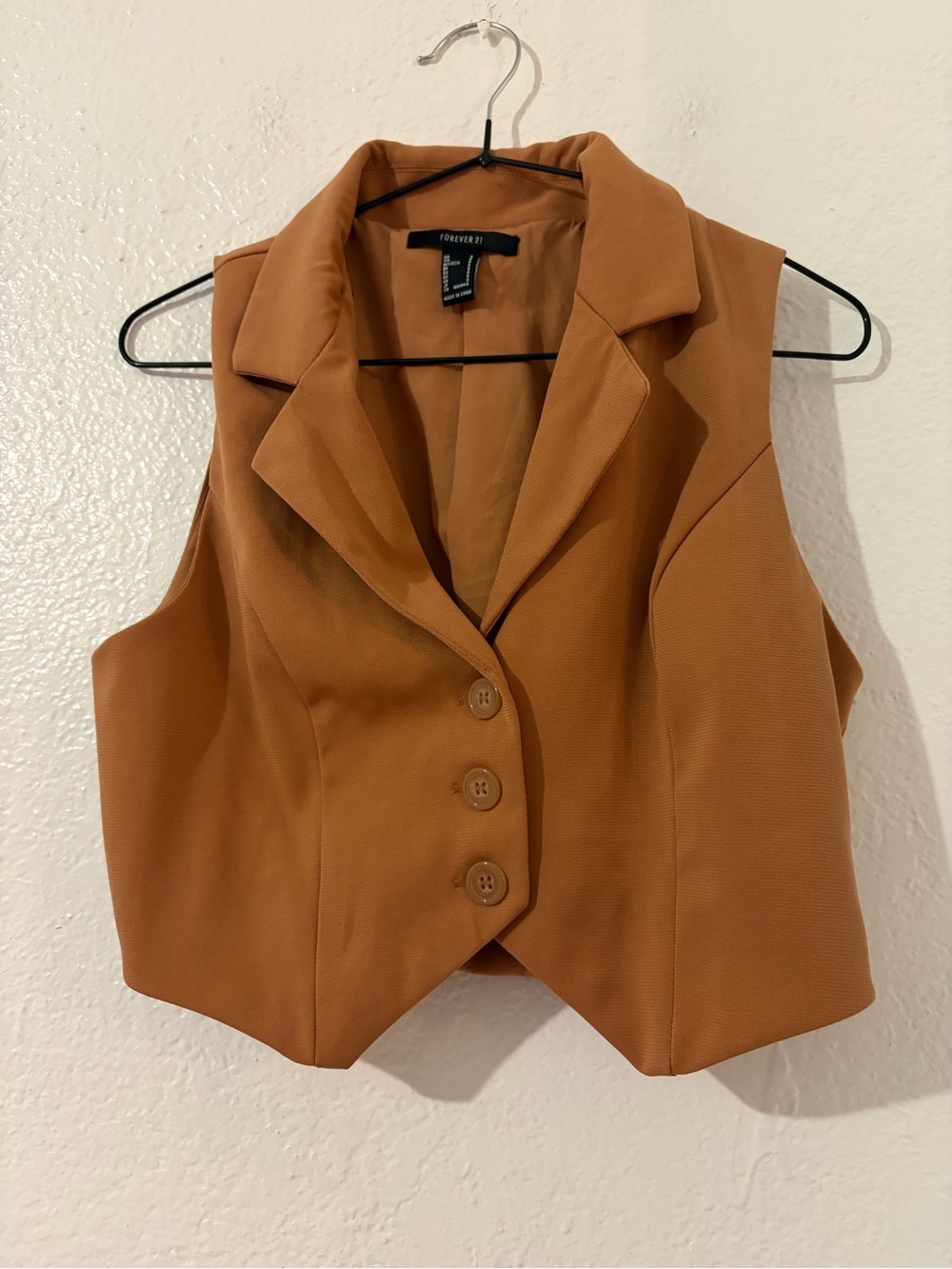 Forever 21 Women's Tan Button-Front Vest top